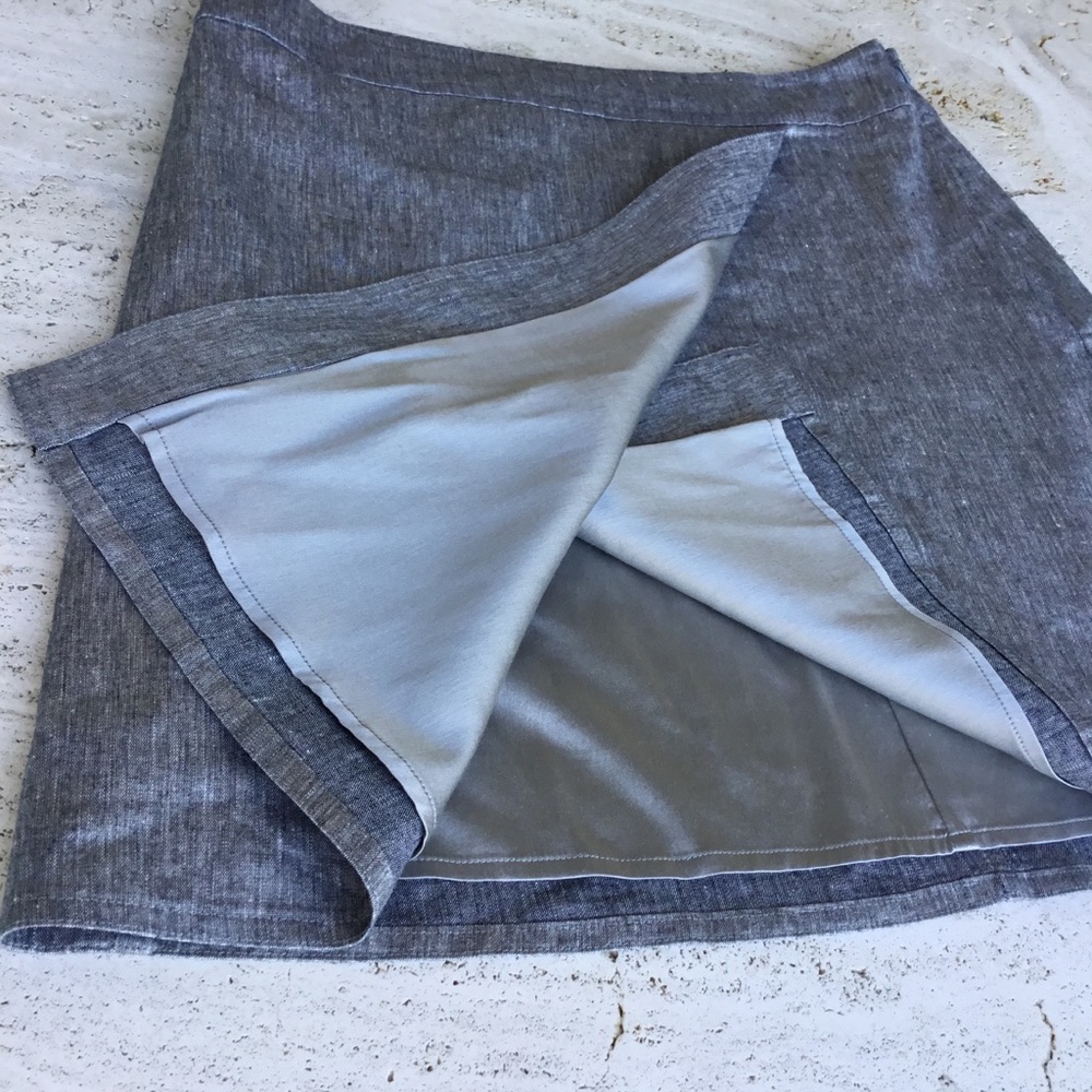 Eileen Fisher Glimmer Linen Faux Wrap Skirt - S - Picture 4 of 7